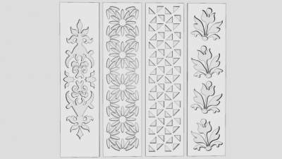 雕花镂空装饰板SU模型下载_sketchup草图大师SKP模型