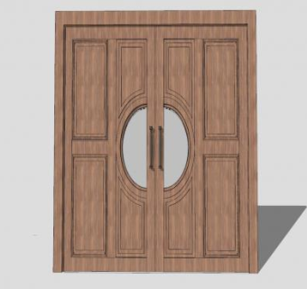 双开的木门室内双开门SU模型下载_sketchup草图大师SKP模型