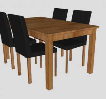 木质餐桌椅SU模型下载_sketchup草图大师SKP模型