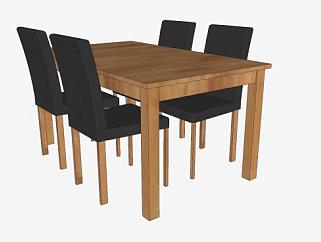 木质餐桌椅SU模型下载_sketchup草图大师SKP模型