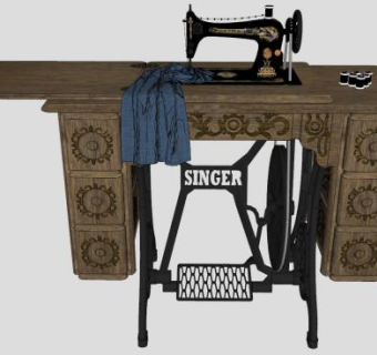 欧式缝纫机SU模型下载_sketchup草图大师SKP模型