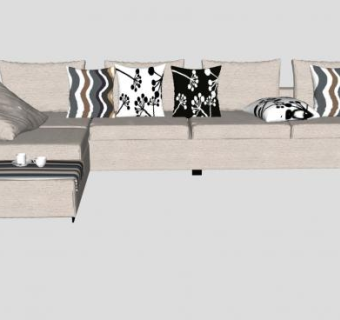 现代L短型沙发家具SU模型下载_sketchup草图大师SKP模型