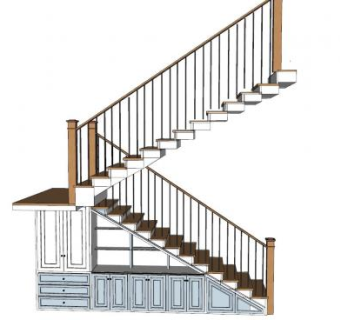 室内剪刀扶手梯和梯柜SU模型下载_sketchup草图大师SKP模型