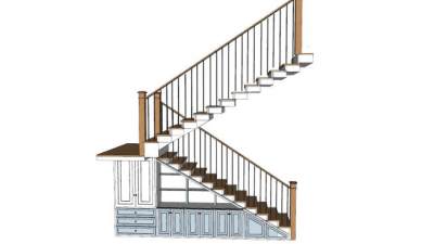 室内剪刀扶手梯和梯柜SU模型下载_sketchup草图大师SKP模型