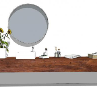 现代卫浴柜架和装饰品SU模型下载_sketchup草图大师SKP模型