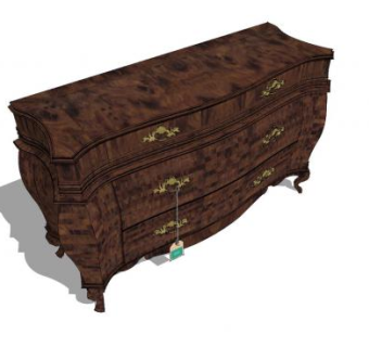 出售中的复古边桌柜SU模型下载_sketchup草图大师SKP模型