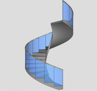 玻璃扶手旋转楼梯SU模型下载_sketchup草图大师SKP模型