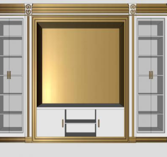 卧房书柜电视柜组合SU模型下载_sketchup草图大师SKP模型