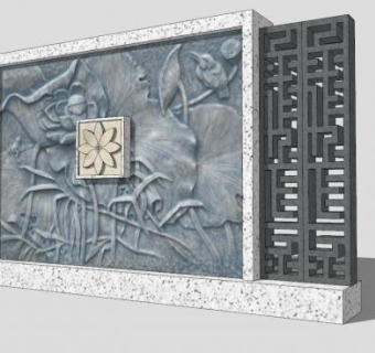 中式仿古古典景墙sketchup模型下载_sketchup草图大师SKP模型