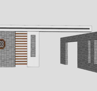 现代中式景墙设计sketchup模型下载_sketchup草图大师SKP模型