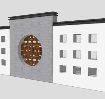 中国风现代景墙设计sketchup模型下载_sketchup草图大师SKP模型