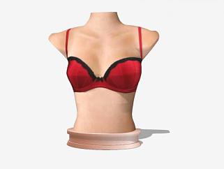 红色胸罩内衣模特SU模型下载_sketchup草图大师SKP模型