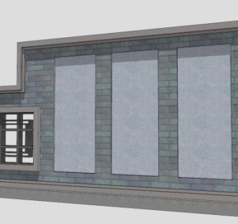 中式仿古创意景墙设计SU模型下载_sketchup草图大师SKP模型