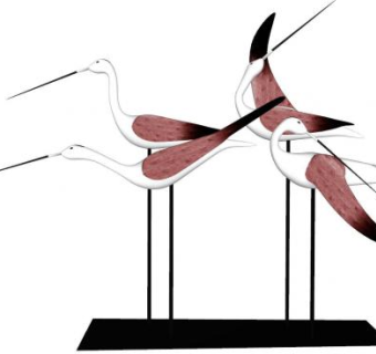 仙鹤工艺品装饰摆件SU模型下载_sketchup草图大师SKP模型