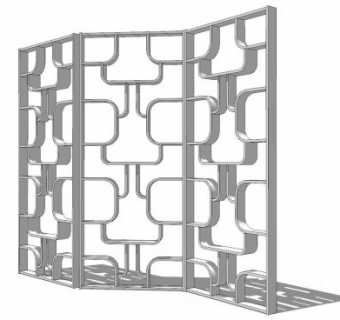 隔断折行书架SU模型下载_sketchup草图大师SKP模型