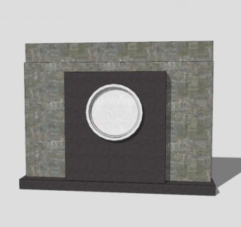 中式仿古创意景墙设计SKP模型下载_sketchup草图大师SKP模型