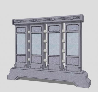 中式文化创意景墙SU模型下载_sketchup草图大师SKP模型