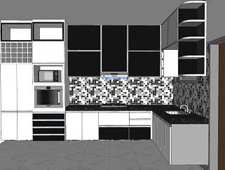现代厨房橱柜厨具SU模型下载_sketchup草图大师SKP模型