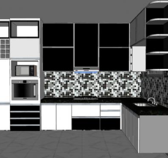 现代厨房橱柜厨具SU模型下载_sketchup草图大师SKP模型
