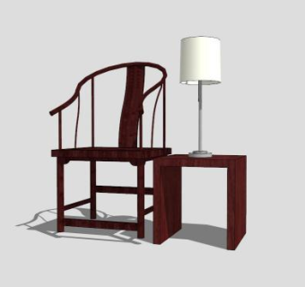 中式古典单人扶手椅SU模型下载_sketchup草图大师SKP模型