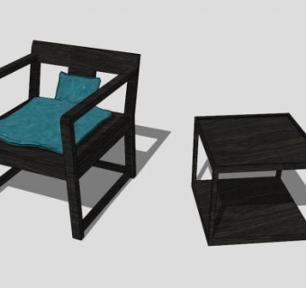 中式单人扶手椅SU模型下载_sketchup草图大师SKP模型