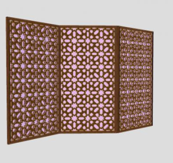 折形屏风隔断SU模型下载_sketchup草图大师SKP模型