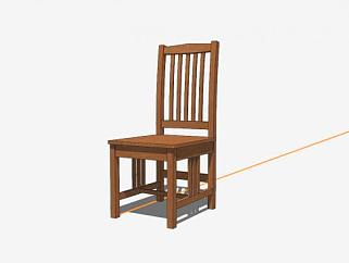 中式实木单人椅SU模型下载_sketchup草图大师SKP模型