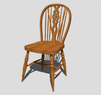 中式木质单人椅SU模型下载_sketchup草图大师SKP模型