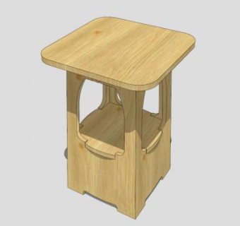 中式创意单人凳SU模型下载_sketchup草图大师SKP模型