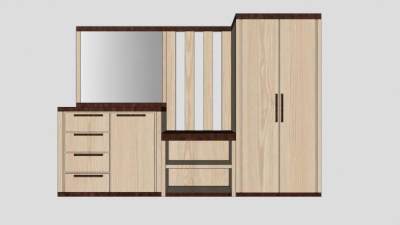 衣柜梳妆台一体柜家具SU模型下载_sketchup草图大师SKP模型