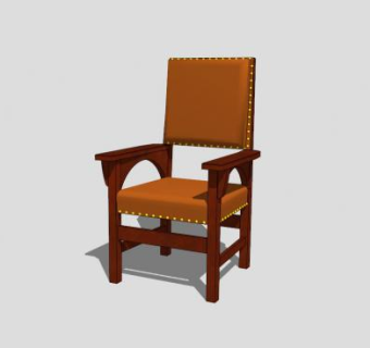 新中式实木单人扶手椅SU模型下载_sketchup草图大师SKP模型