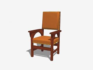 新中式实木单人扶手椅SU模型下载_sketchup草图大师SKP模型