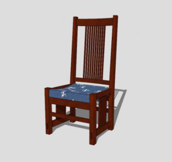 中式实木椅SU模型下载_sketchup草图大师SKP模型