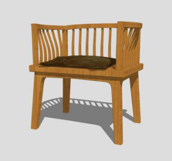 中式仿古单人扶手椅SU模型下载_sketchup草图大师SKP模型