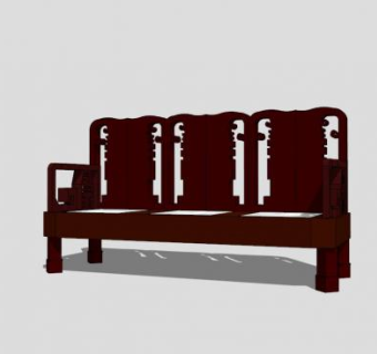 中式古典红木沙发SU模型下载_sketchup草图大师SKP模型