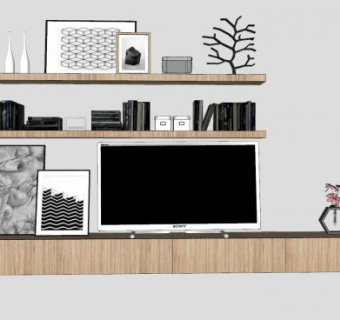 板架电视柜SU模型下载_sketchup草图大师SKP模型