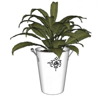 高脚花盆植物盆栽SU模型下载_sketchup草图大师SKP模型