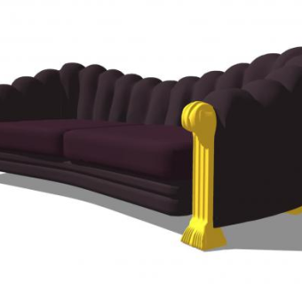 欧式精美双座沙发家具SU模型下载_sketchup草图大师SKP模型