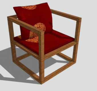 中式复古单人椅子SU模型下载_sketchup草图大师SKP模型