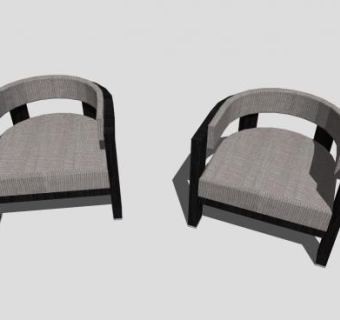 中式现代简约单人扶手椅SU模型下载_sketchup草图大师SKP模型