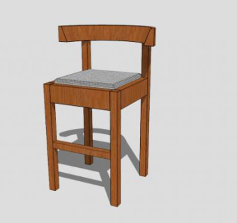 中式木质简约单人椅SU模型下载_sketchup草图大师SKP模型