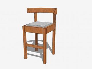 中式木质简约单人椅SU模型下载_sketchup草图大师SKP模型