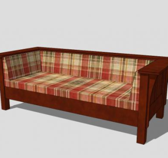 中式仿古红木三人沙发SU模型下载_sketchup草图大师SKP模型