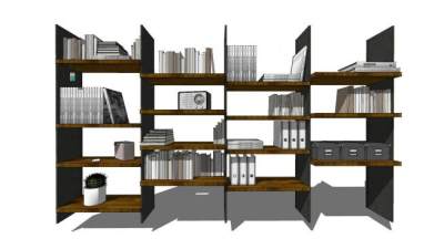 倚墙式书架置物架SU模型下载_sketchup草图大师SKP模型