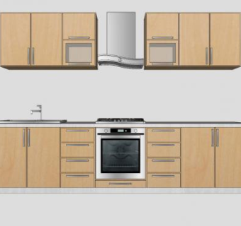 现代木质风橱柜厨房设施SU模型下载_sketchup草图大师SKP模型