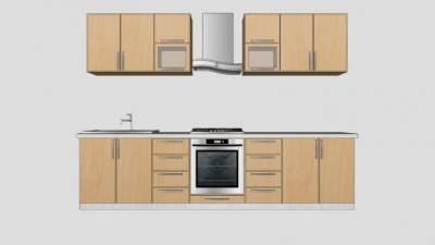 现代木质风橱柜厨房设施SU模型下载_sketchup草图大师SKP模型