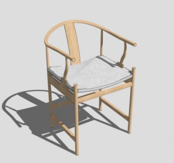 中式简约单人扶手椅SU模型下载_sketchup草图大师SKP模型