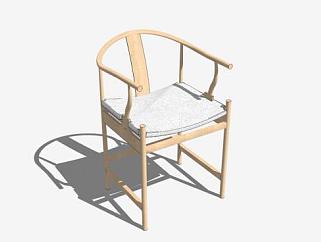 中式简约单人扶手椅SU模型下载_sketchup草图大师SKP模型