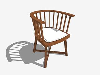 新中式红木单人椅子SU模型下载_sketchup草图大师SKP模型