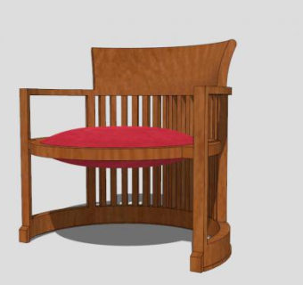 中式古典红木单人椅子SU模型下载_sketchup草图大师SKP模型